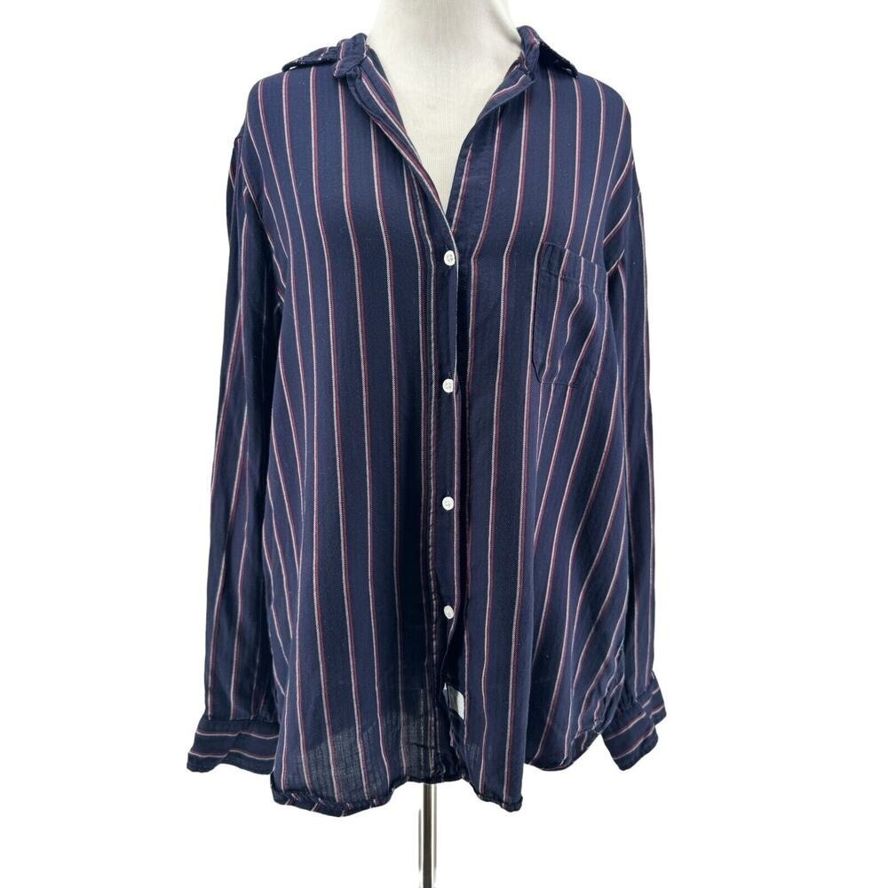 Grayson Women's Navy Red White The Hero Long Sleeve Button-Up Shirt 3 Medium